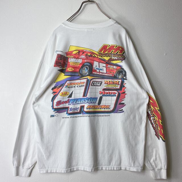 希少 90’s hanes レーシング ロンT 袖プリ 両面 XL 3