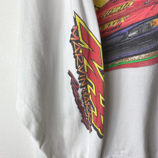 Hanes(ヘインズ)の希少 90’s hanes レーシング ロンT 袖プリ 両面 XL メンズのトップス(Tシャツ/カットソー(七分/長袖))の商品写真