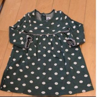 プチバトー(PETIT BATEAU)のPB ドットワンピース緑　36m/95cm(ワンピース)