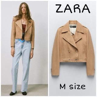 ザラ(ZARA)のZARA　クロップド丈ジャケット　Mサイズ　ゴールデンブラウン(テーラードジャケット)