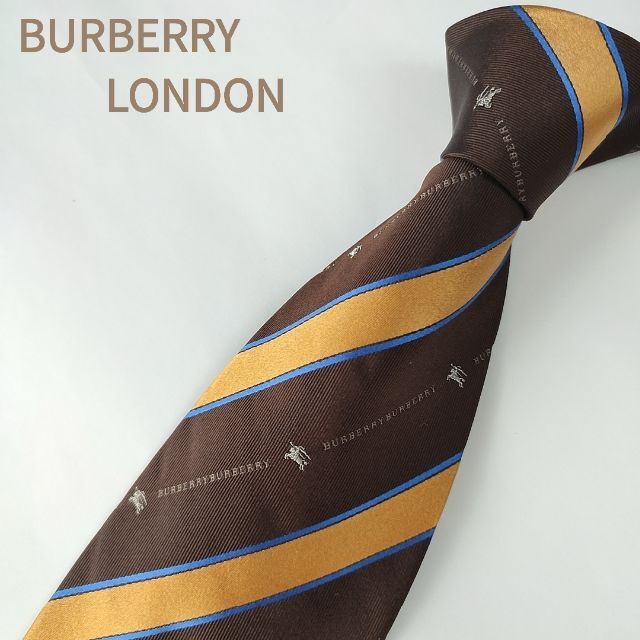 BURBERRY - バーバリーロンドン シルクネクタイ ストライプ柄 ホースロゴ ブラウン系 i30の通販 by kym37's shop