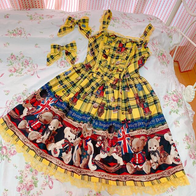 Angelic Pretty - British Bear ブリティッシュベア イエロー Angelic Pretty - British Bear ブリティッシュベア イエロー