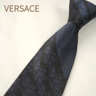 ヴェルサーチ(VERSACE)のVersace ヴェルサーチ シルク ネクタイ 総柄 ブルー ネイビー系 i44(ネクタイ)