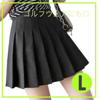 韓国ファッション ミニスカ プリーツスカート　ブラック　Ｌ(ミニスカート)