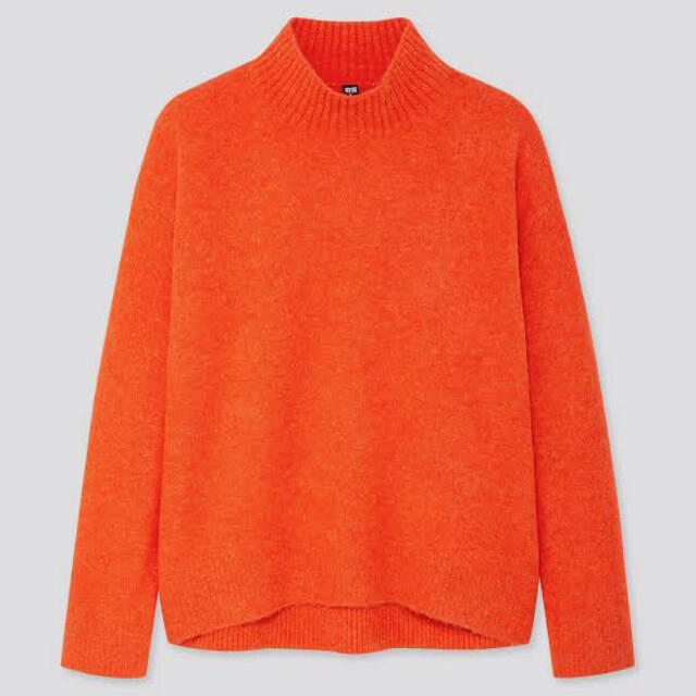 UNIQLO(ユニクロ)のUNIQLO ユニクロ スフレヤーンモックネックセーター オレンジ Lサイズ レディースのトップス(ニット/セーター)の商品写真