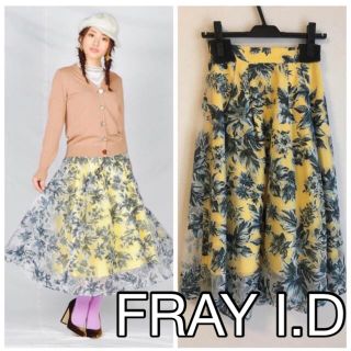 フレイアイディー(FRAY I.D)のFRAY ID 石原さとみさん着用 オーガンジーフラワースカート(ロングスカート)