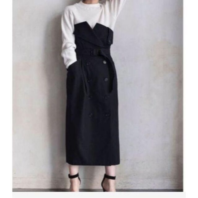 約40ｃｍ裾幅ENFOLD 18aw トレンチスカート　ブラック