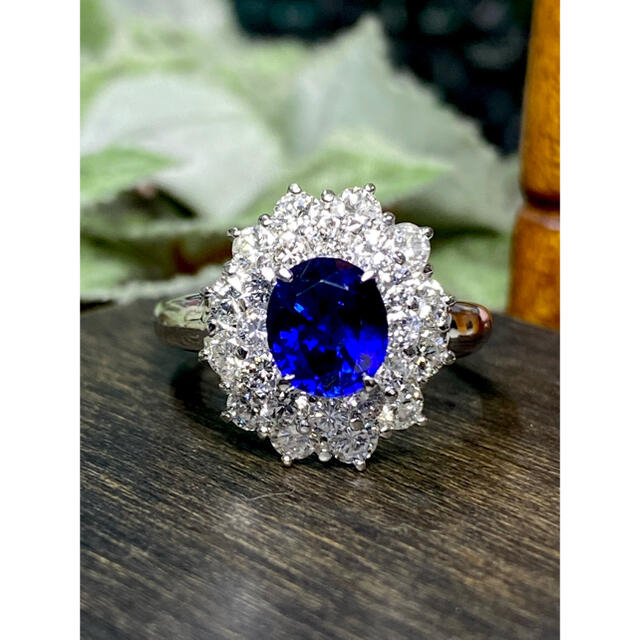 【正規品直輸入】 ロイヤルブルーサファイア 1.582ct/ダイヤ1.27ct Pt850 リング リング(指輪) - www