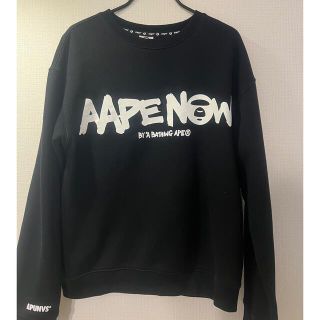 アベイシングエイプ(A BATHING APE)のエイプ　APE トレーナー　黒　ブラック　Ｌサイズ(ニット/セーター)