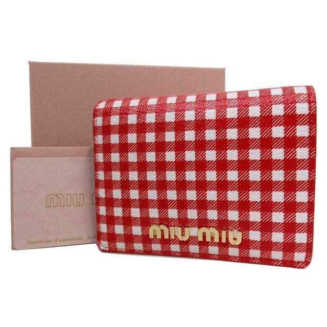 【箱付き】miumiu ギンガムチェック 二つ折り財布