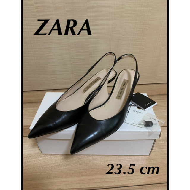 ZARA(ザラ)のZARA パンプス　ブラック　レザー レディースの靴/シューズ(ハイヒール/パンプス)の商品写真