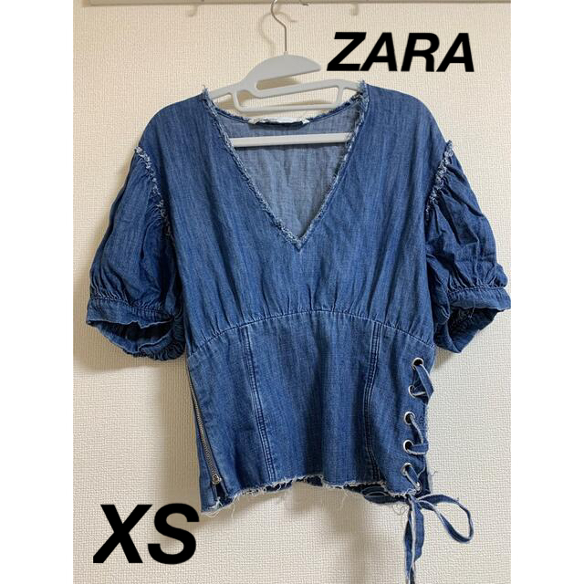 ZARA(ザラ)のZARA デニム　コルセット　トップス レディースのトップス(カットソー(半袖/袖なし))の商品写真