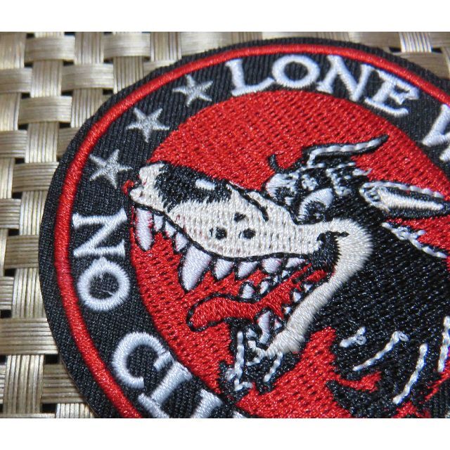 黒狼赤LONE WOLF NO CLUBSローンウルフ狼オオカミ刺繍ワッペン新品