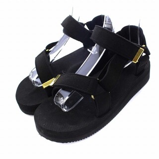 スイコック(suicoke)のスイコック 19SS PU スエード ベロクロサンダル ストラップ US6 黒(サンダル)