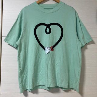 ユニクロ(UNIQLO)のUNIQLO Disney グリーン ハート ミッキー ミニー(Tシャツ(半袖/袖なし))