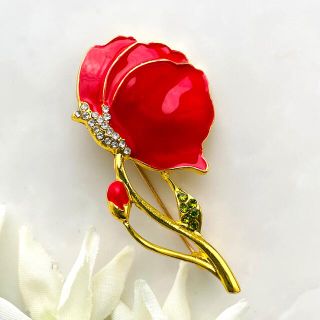 ❤️ 新品　赤い花　ブローチ　コサージュ　カーネーション　ケシ　お花　フラワー(ブローチ/コサージュ)