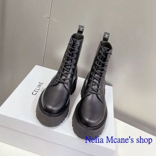 美品 CELINE レンジャー レースアップブーツ / シャイニーブルカーフ ...