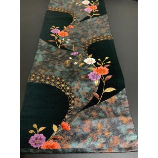 462.【豪華】正絹 金彩刺繍 六通柄 名古屋帯 玉虫色 華柄文様-