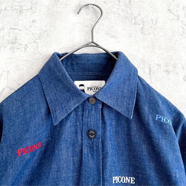 mimi様★ PICONE ピッコーネ ロゴ 刺繍 デニム ボタン シャツ 長袖 レディースのトップス(シャツ/ブラウス(長袖/七分))の商品写真