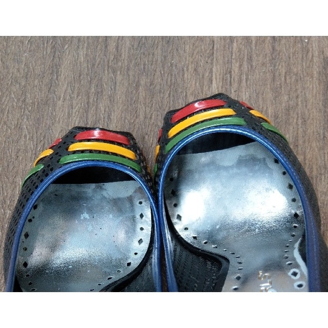 【値下げ！】BCBGirls ブラック×マルチカラー メッシュピンヒールパンプス レディースの靴/シューズ(ハイヒール/パンプス)の商品写真