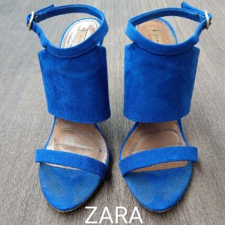 ザラ(ZARA)の【値下げ！】ZARA ブルー ストラップピンヒールサンダル(サンダル)