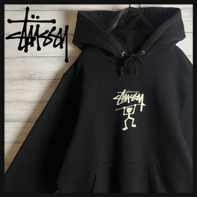 激レア　STUSSY ステューシー　スウェットパーカー　デカロゴ　USA製　黒