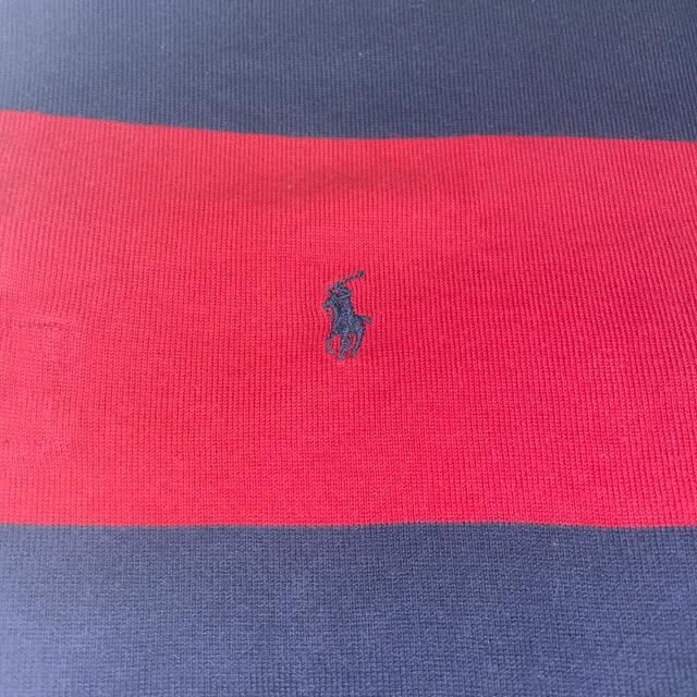 POLO RALPH LAUREN(ポロラルフローレン)のポロ ラルフローレン ワンポイント ボーダー  ラガーシャツ 170 M 紺 赤 メンズのトップス(シャツ)の商品写真