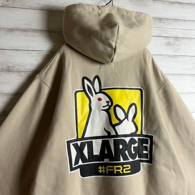 M素材【最高デザイン】FR2 XLARGE 限定コラボ 希少 バックプリント パーカー