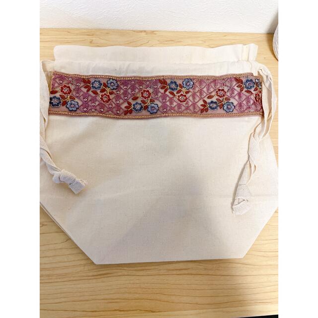 インド刺繍リボン　巾着袋 ハンドメイドのファッション小物(ポーチ)の商品写真