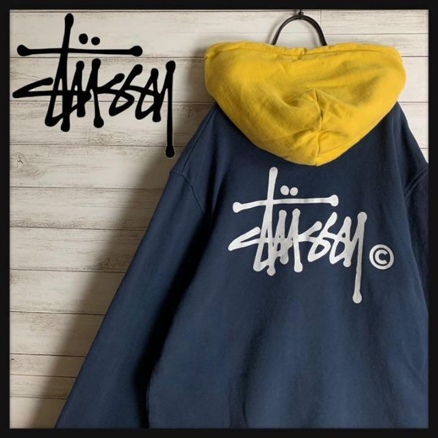 超希少カラー】 STUSSY パーカー バックロゴ 入手困難 ツートン www