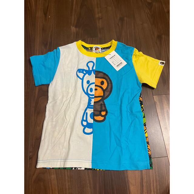 A BATHING APE(アベイシングエイプ)のBAPE KIDS MILO友達キリンさんTシャツ　サンプル品　ブルー120cm キッズ/ベビー/マタニティのキッズ服男の子用(90cm~)(Tシャツ/カットソー)の商品写真