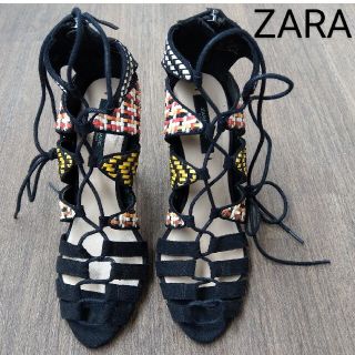 ザラ(ZARA)の値下げ！ZARA BASIC COLLECTIONレースアップピンヒールサンダル(サンダル)