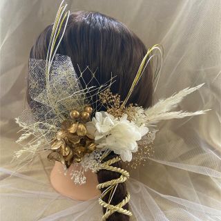 no.1 成人式　髪飾り　ヘッドドレス　ヘアアクセサリー　水引　金箔　和紐(ヘアアクセサリー)