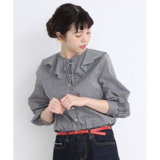 ドットアンドストライプスチャイルドウーマン(Dot&Stripes CHILDWOMAN)のDot&Stripes 100/2ブロードギンガムラッフルカラーブラウス(シャツ/ブラウス(長袖/七分))