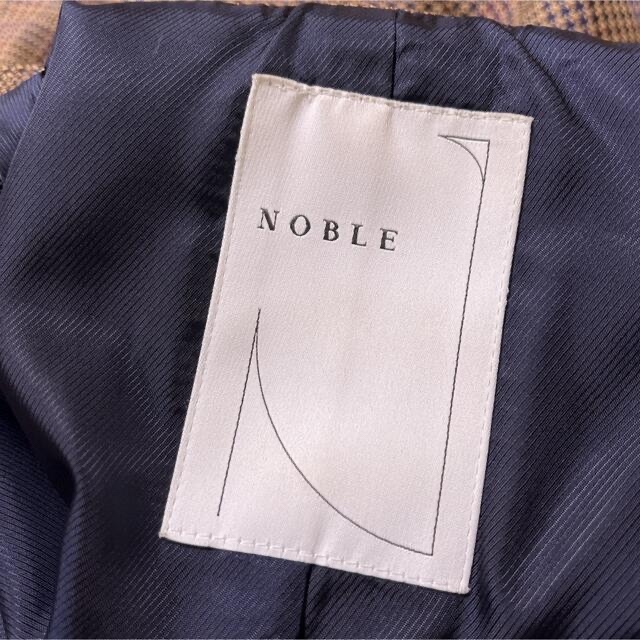 Noble(ノーブル)のNoble(ノーブル) チェックピークドロングジャケット レディースのジャケット/アウター(テーラードジャケット)の商品写真