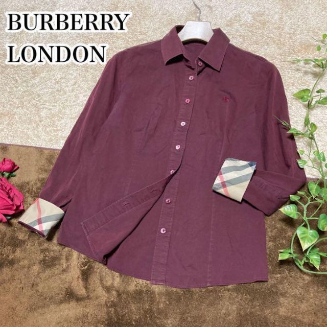 BURBERRY(バーバリー)のバーバリーロンドン♡ノバチェック 長袖シャツ ワインレッド 38サイズ レディースのトップス(シャツ/ブラウス(長袖/七分))の商品写真