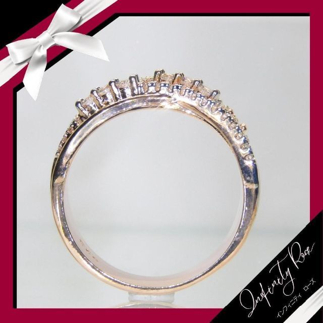 （1124）22号　ピンクゴールド女の子の為のランダムスワロ太リング　指輪 レディースのアクセサリー(リング(指輪))の商品写真
