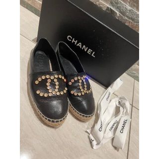 シャネル(CHANEL)の箱付き！シャネル♡エスパドリーユ♡キラキラストーン(スリッポン/モカシン)