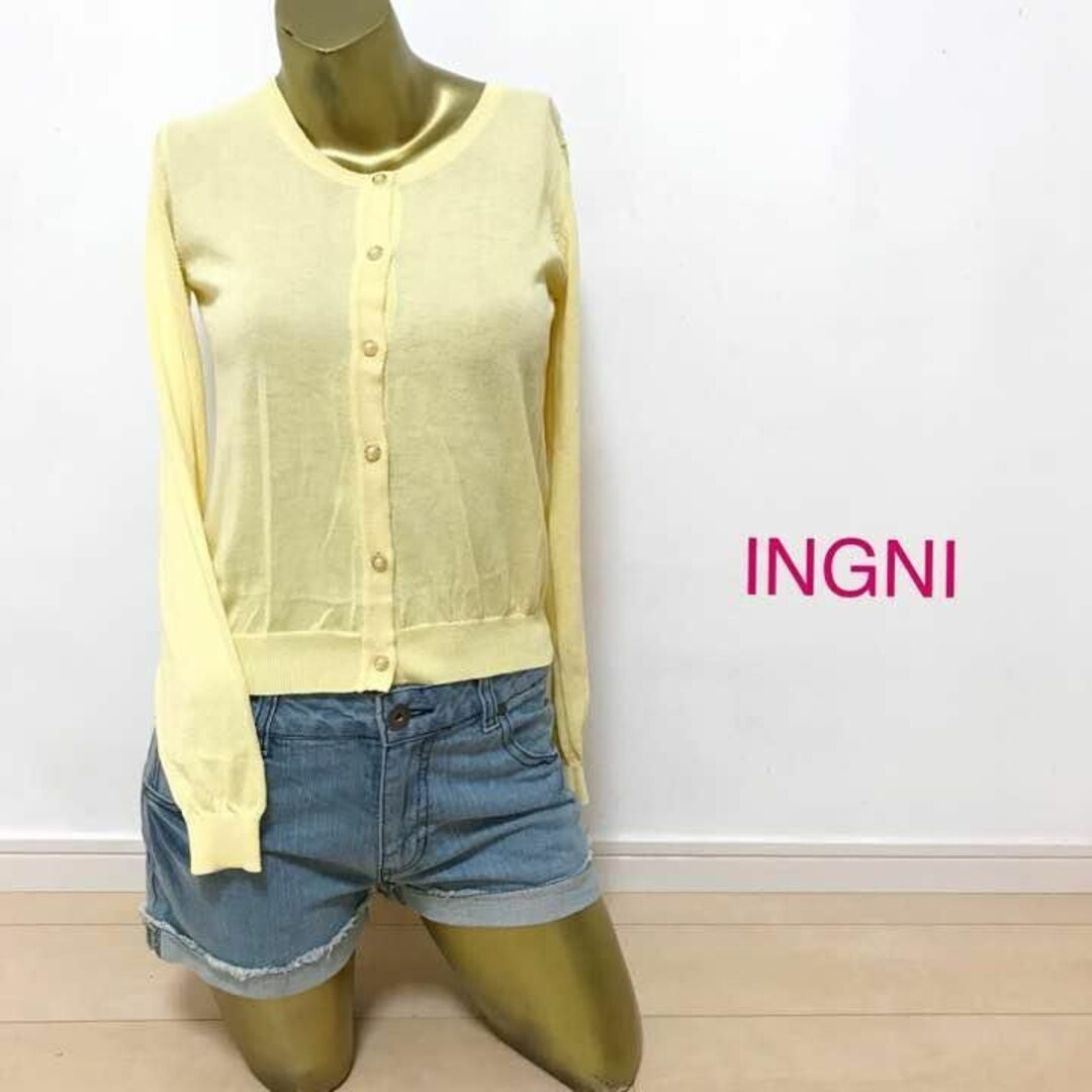 INGNI(イング)の【0412】INGNI 冷感 カーディガン M イエロー レディースのトップス(カーディガン)の商品写真