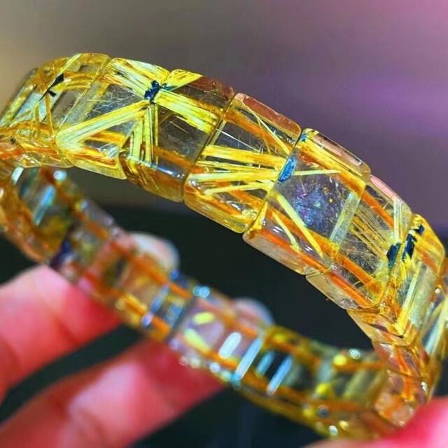 ⭐︎【天然】ゴールドタイチンルチル クォーツ ブレスレット バングル 31g-
