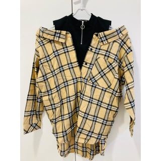 セシルマクビー(CECIL McBEE)の【未使用！】肩見せブラウンチェックシャツ★送料込み★(シャツ/ブラウス(長袖/七分))