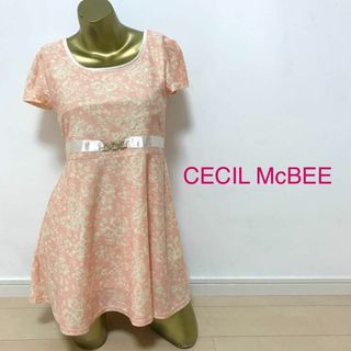 セシルマクビー(CECIL McBEE)の【0320】CECIL McBEE フレア ワンピース M サーモン ピンク(ひざ丈ワンピース)