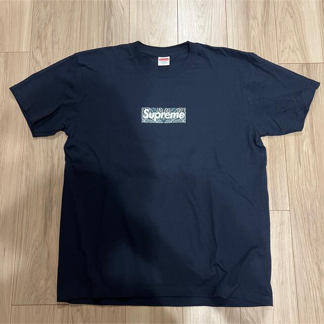 【美品】Supreme bandana box logo tee navy