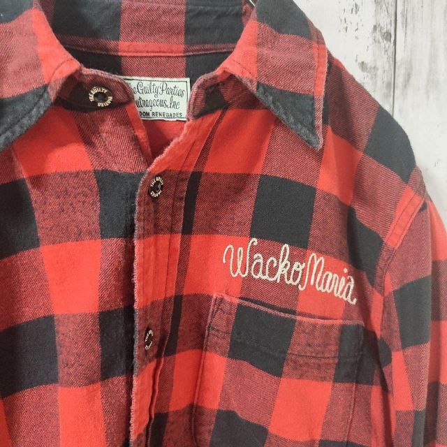 WACKO MARIA(ワコマリア)のワコマリア☆ネルシャツ　ブロックチェック　赤✕黒　バックプリント メンズのトップス(シャツ)の商品写真