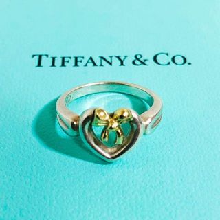ティファニー(Tiffany & Co.)のTIFFANY オープンハートリボンリング8.5号 18KYG  SV925(リング(指輪))