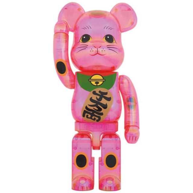 新品未開封 即納 BE@RBRICK 招き猫 桃色透明メッキ 1000％