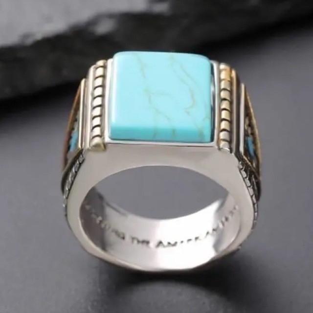 【A030】リング　メンズ　指輪　ブルー　青　ターコイズ　20号 レディースのアクセサリー(リング(指輪))の商品写真