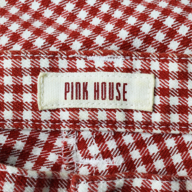 PINK HOUSE(ピンクハウス)のPINK HOUSE ピンクハウス チェック柄 ストレッチコットン ロングスカート/レッド【2400012961302】 レディースのスカート(ロングスカート)の商品写真