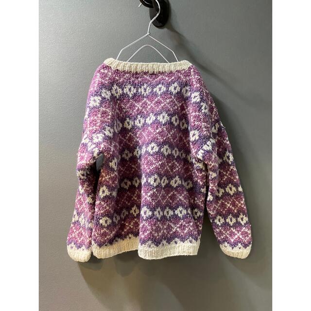 古着 ビンテージ 70s 80s キッズ 厚手 カーディガン ニット セーター キッズ/ベビー/マタニティのキッズ服女の子用(90cm~)(カーディガン)の商品写真