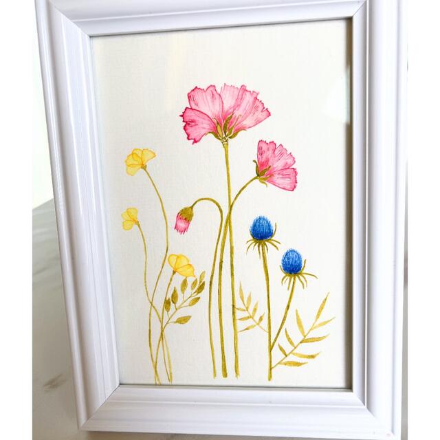 良好品】 春の小道 4号 約24.2✕33.3 絵画 原画 植物 水彩 抽象